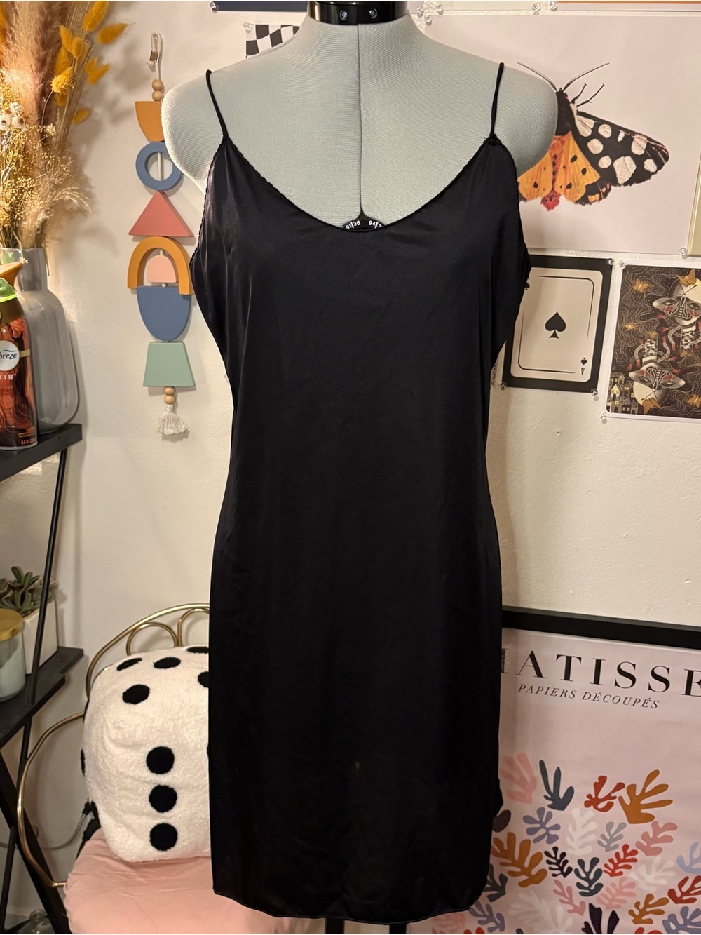 Vintage Vanity Fair Black Nylon Slip with Scallop Edge Detail